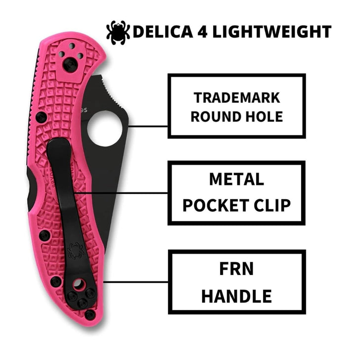 Spyderco Delica 4 Pink Lightweight Black Blade