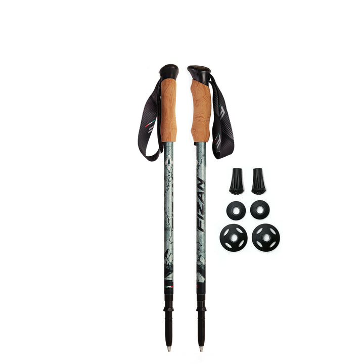 Kaviso x Fizan Ultralight Aluminum Compact 4 Trekking Poles - Pacific Crest Trail Edition - EVA Foam Grips