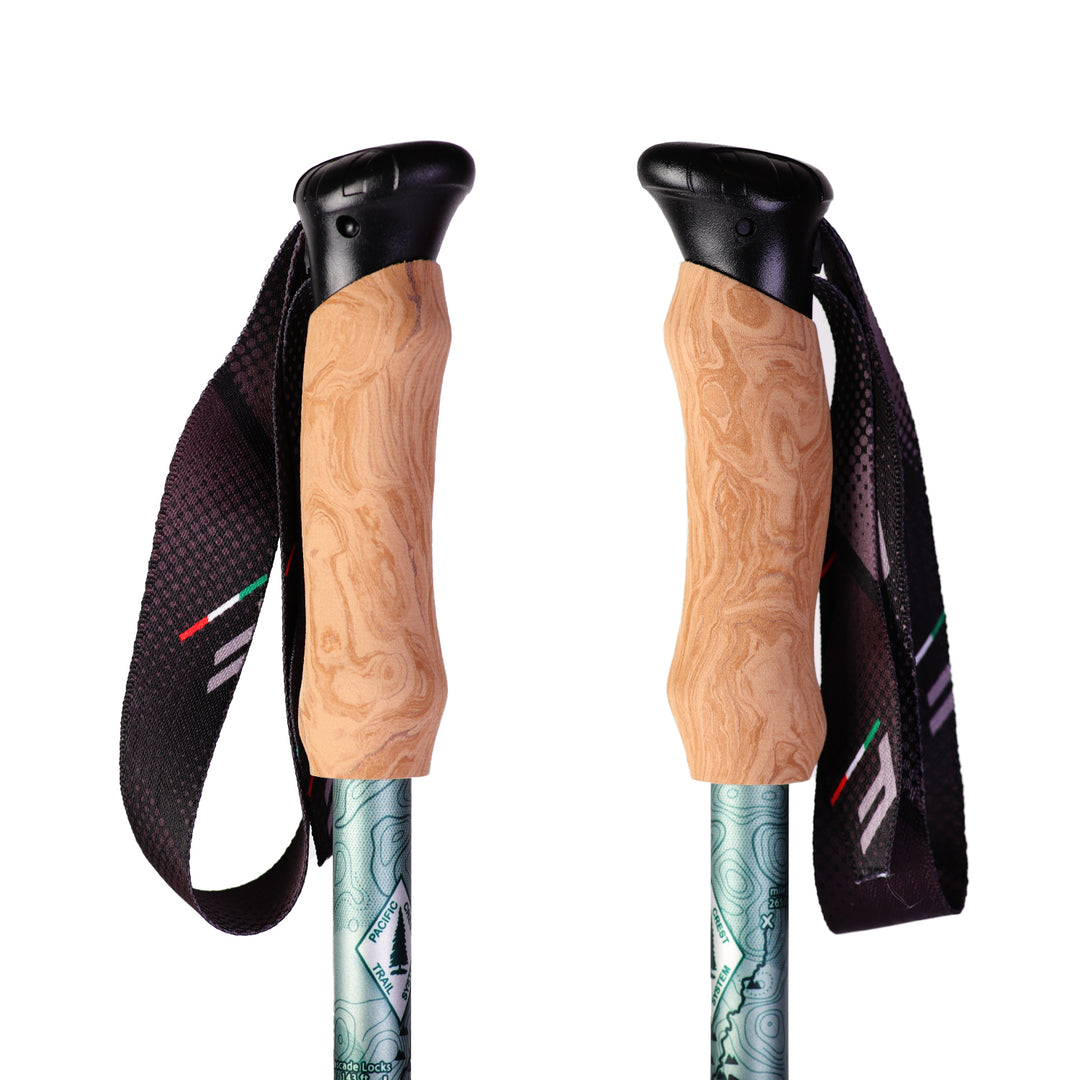 Kaviso x Fizan Ultralight Aluminum Compact 3 Trekking Poles - Pacific Crest Trail Edition - EVA Foam Grips