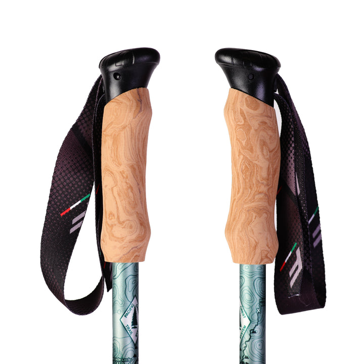 Kaviso x Fizan Ultralight Aluminum Compact 3 Trekking Poles - Pacific Crest Trail Edition - EVA Foam Grips