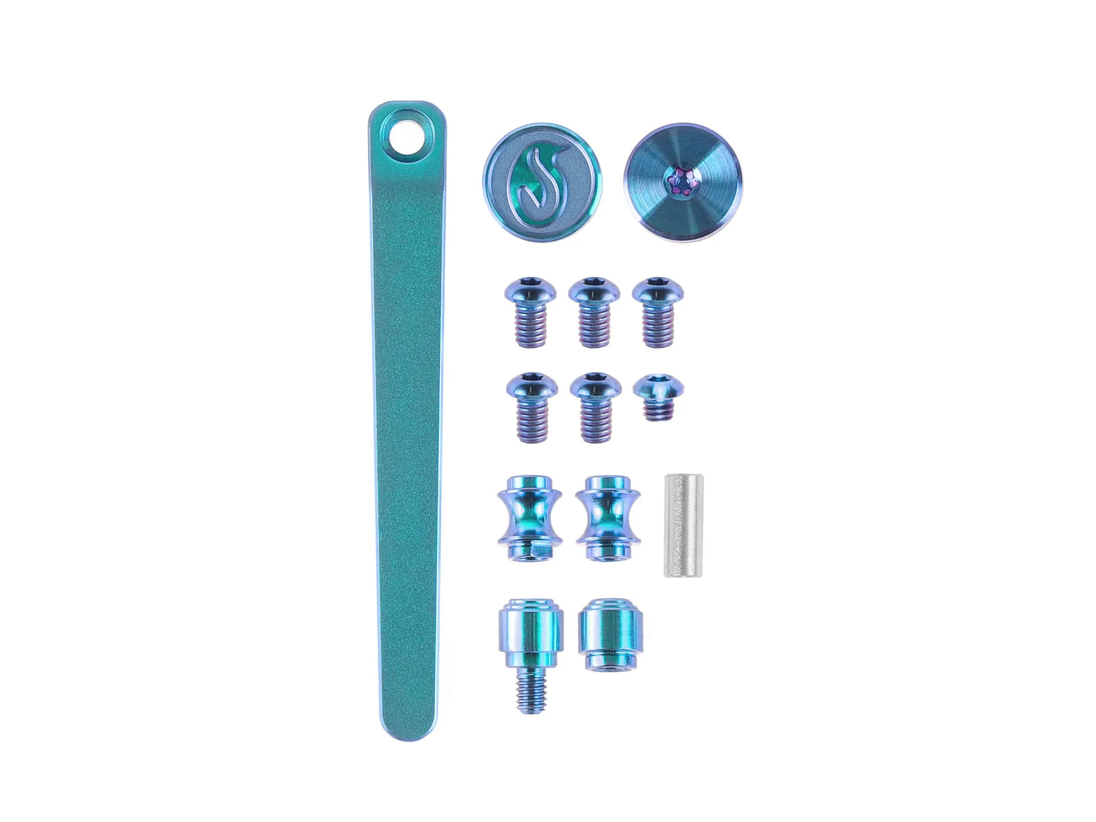 Kaviso x QSP Penguin Titanium Frame Lock Hardware Kit - Cyan