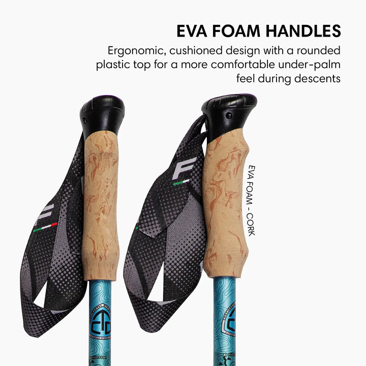 Kaviso x Fizan CDT compact 3 Ultralight trekking poles for hiking and thru-hikes, EVA foam Cork Handles