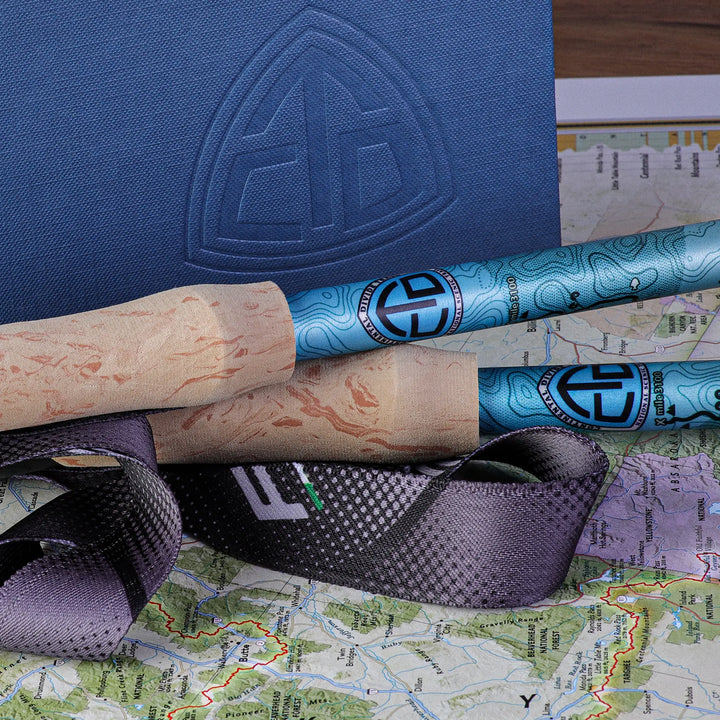 Kaviso x Fizan CDT compact 3 Ultralight trekking poles for hiking and thru-hikes, cork handles EVA foam and map