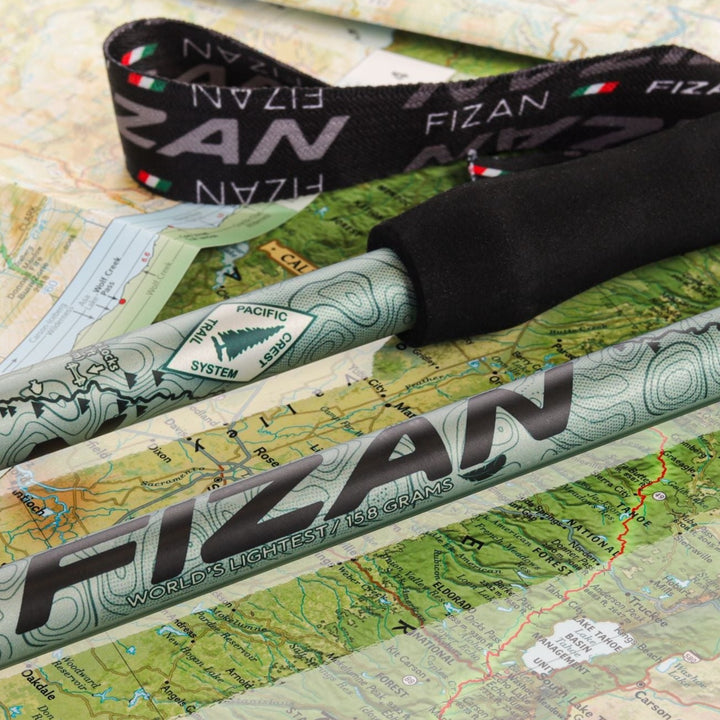 Kaviso x Fizan Ultralight Aluminum Compact 3 Trekking Poles - Pacific Crest Trail Edition - Durston Gear X-Mid Sage Green