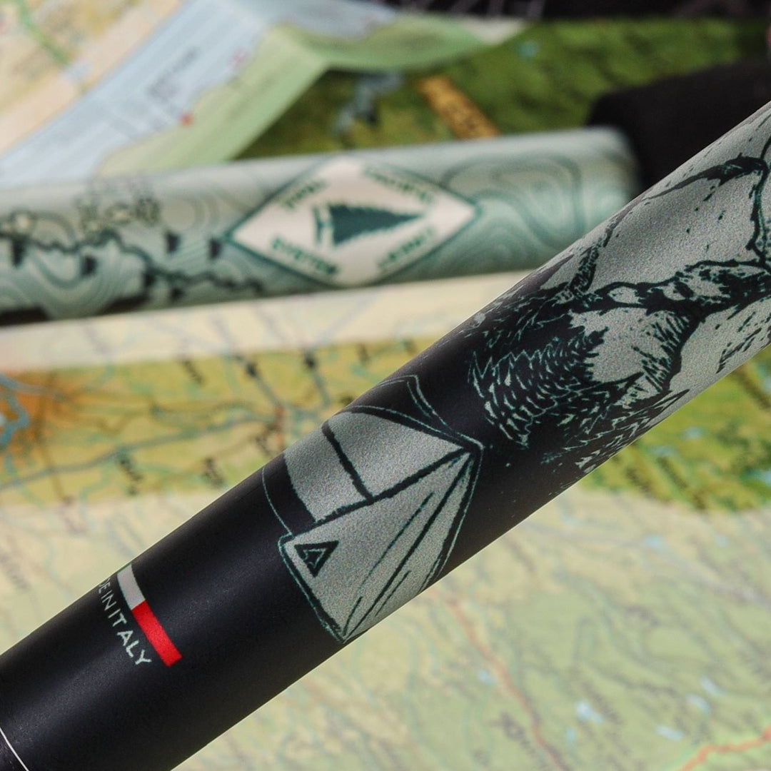 Kaviso x Fizan Ultralight Aluminum Compact 3 Trekking Poles - Pacific Crest Trail Edition - Durston Gear X-Mid Tent Design in Sage Green