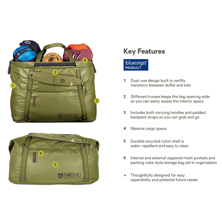 NEMO Double Haul 70L Convertible Duffel & Tote