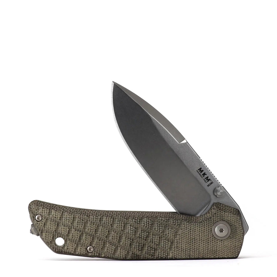 MKM Maximo Framelock Bohler M390 Stonewashed Folding Knife Bob Terzuola Micarta Green