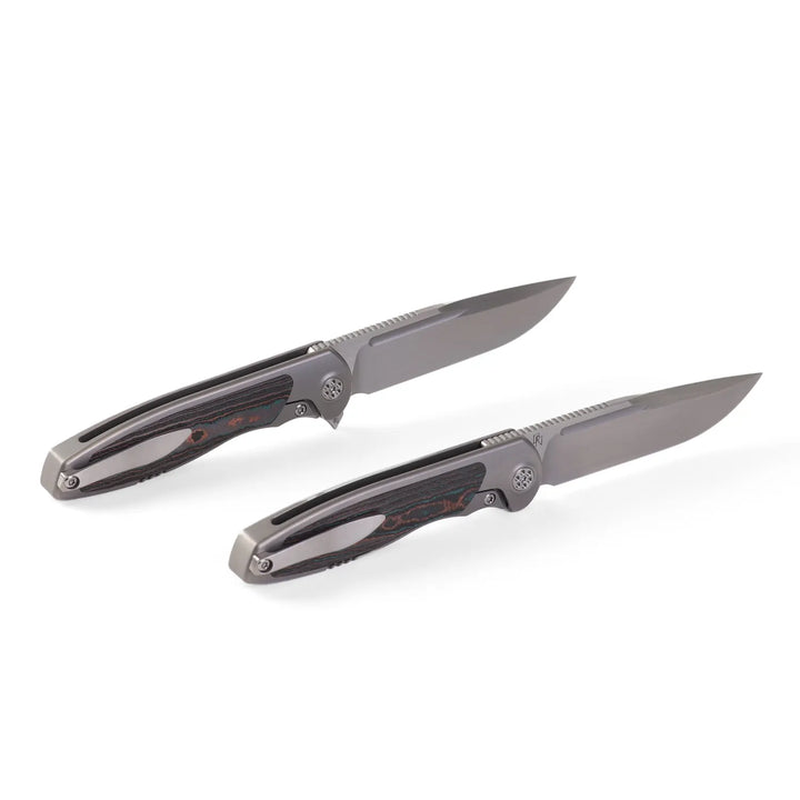 Kaviso x Sharp by Designs Mini Tempest with S90V, Drop Point Blade, and Shipwreck Camo Carbon