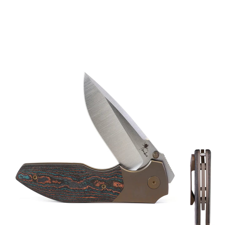 Kaviso x Kirby Raine Folding Knife with S90V Satin Blade and Ship Wreck Carbon Fiber