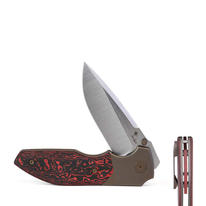 Kaviso x Kirby Raine Folding Knife with S90V Satin Blade and Lava Flow Carbon Fiber