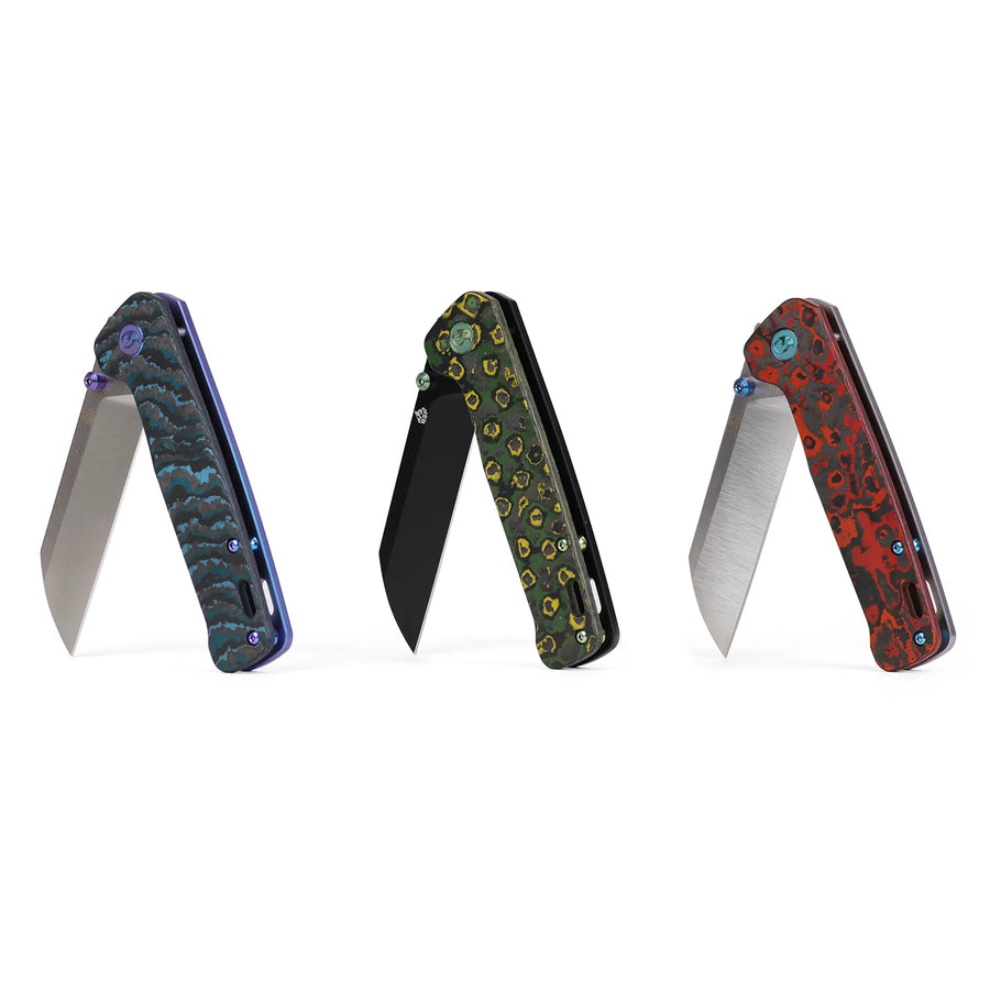 Kaviso x QSP Penguin FatCarbon Titanium Frame Lock Knives with S35VN Blade Steel Pocket