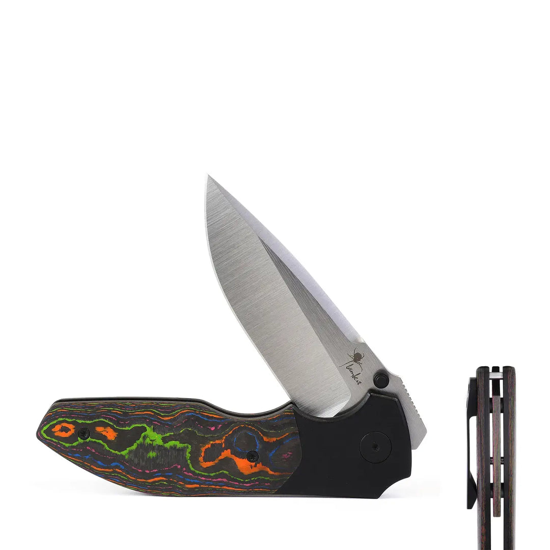 Kaviso x Kirby Raine Folding Knife with S90V Satin Blade and 80's Carbon Fiber