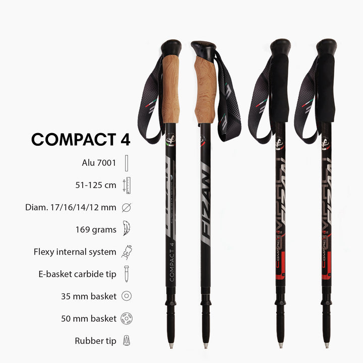Fizan Compact 3 & 4 (2025) Hiking Poles for hiking, travel, outdoor, outdoors ultralight collapsible breathable durable