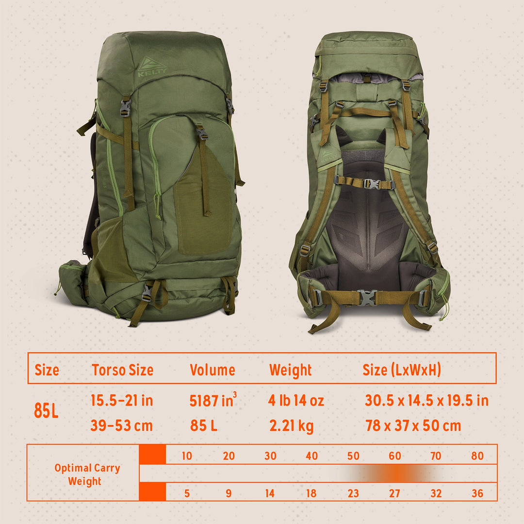 Kelty Asher 85L Winter Moss/Dill Kelty Asher 85L Winter Moss/Dill
