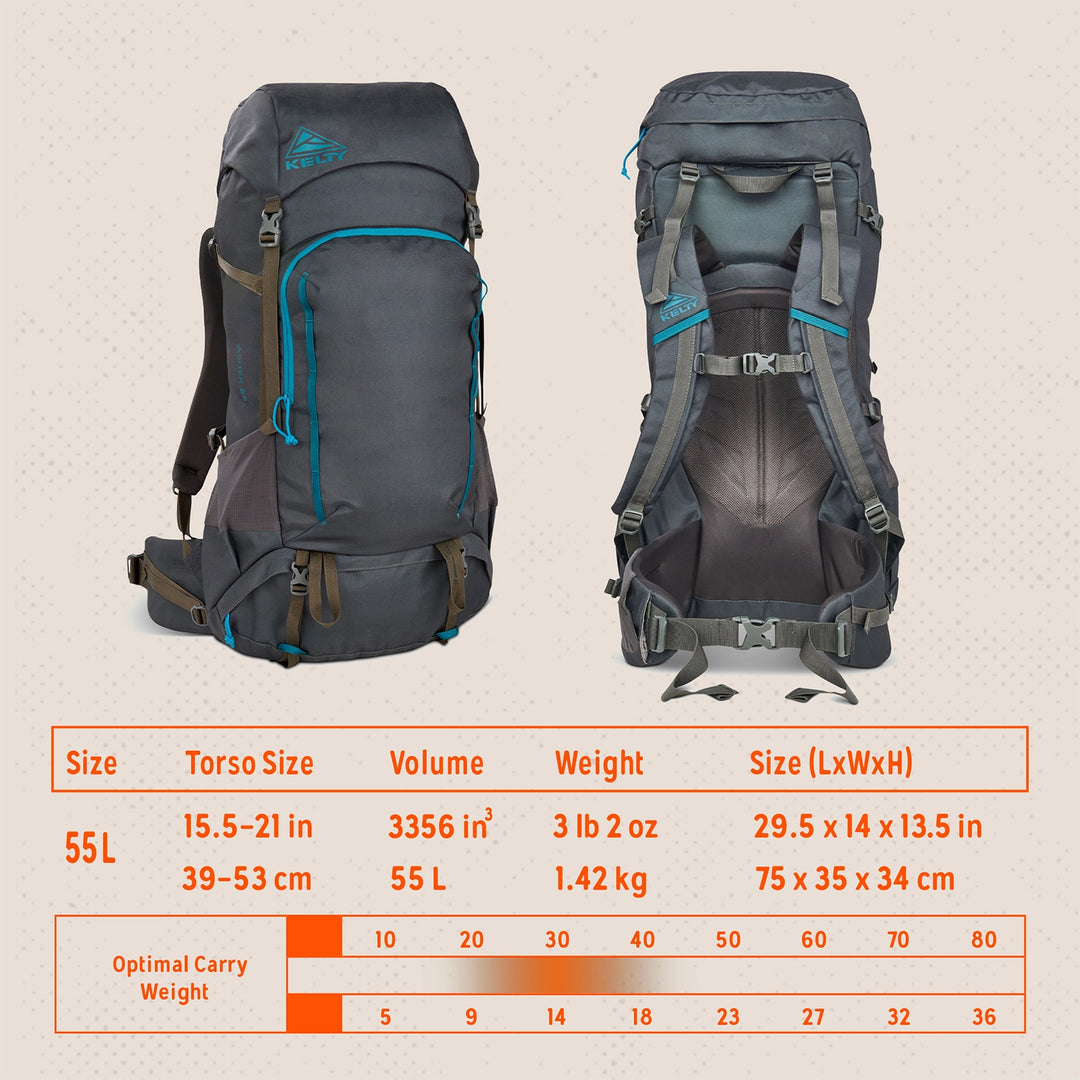 kelty backpack size 2 Kelty Asher 55L Backpack – Kaviso, LLC