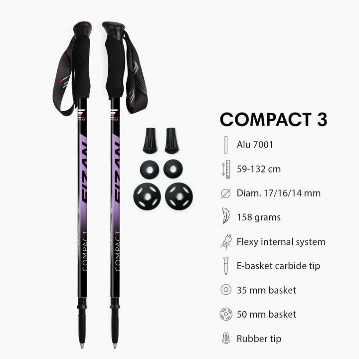 Fizan Compact 3 & 4 (2025) Hiking Poles for hiking, travel, outdoor, outdoors ultralight collapsible breathable durable