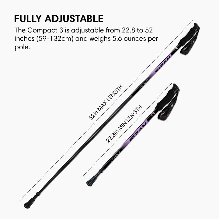Fizan Compact 3 & 4 (2025) Hiking Poles for hiking, travel, outdoor, outdoors ultralight collapsible breathable durable
