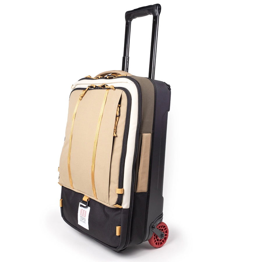 Topo Designs Global Travel Bag Roller in Woodland / Elmwood - front view of roller bag made with recycled materials) packs plenty of internal organization into its carry-on friendly size