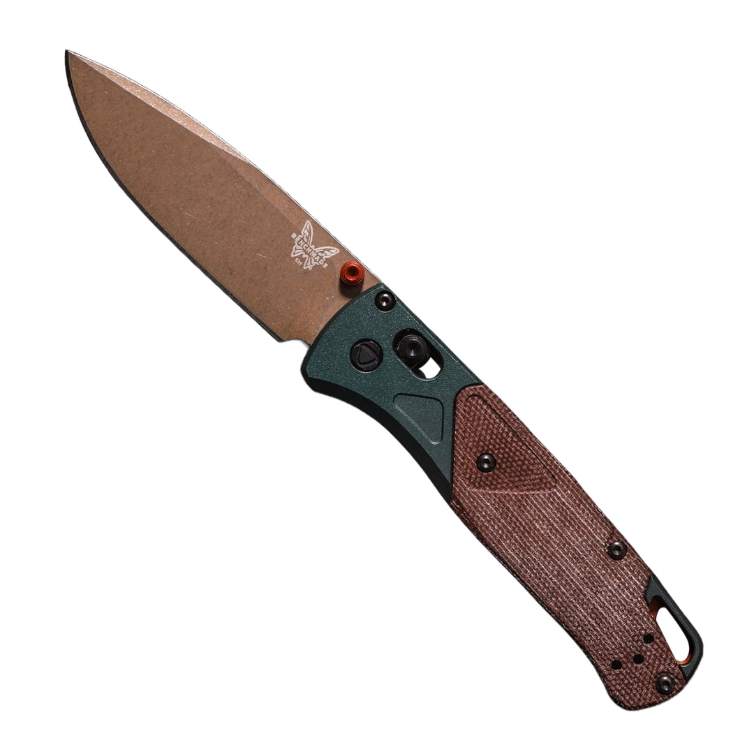 Benchmade Bugout Taiga Green Brown Canvas Micarta 535FE-2602