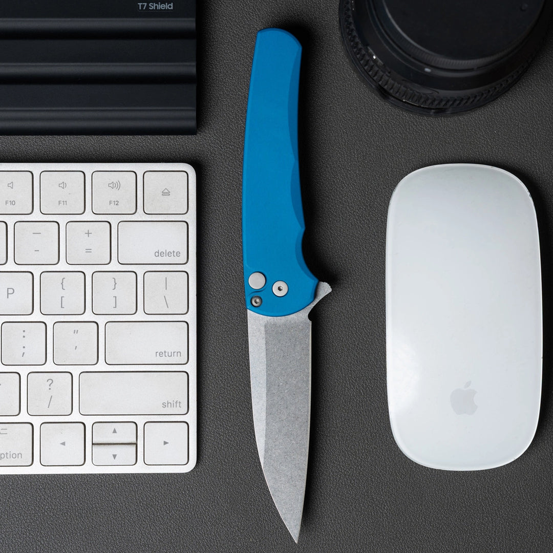 Pro-Tech Malibu Button Lock, Magnacut Blade — Magnacut Black Folding Knife
