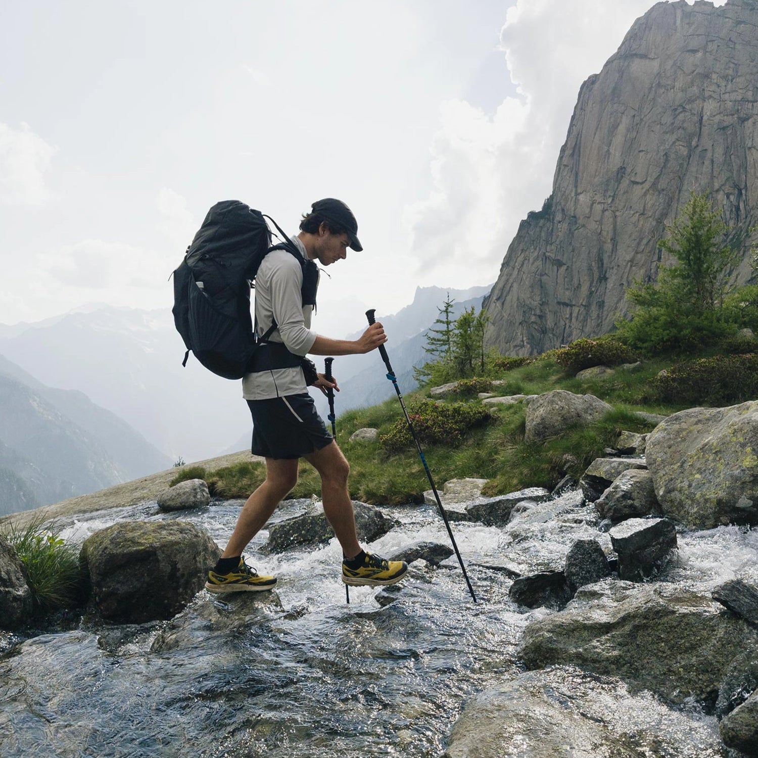 Bonfus Shoulder Pouch attached to backpack - ultralight DCF accessory on shoulder strap during thru-hiking