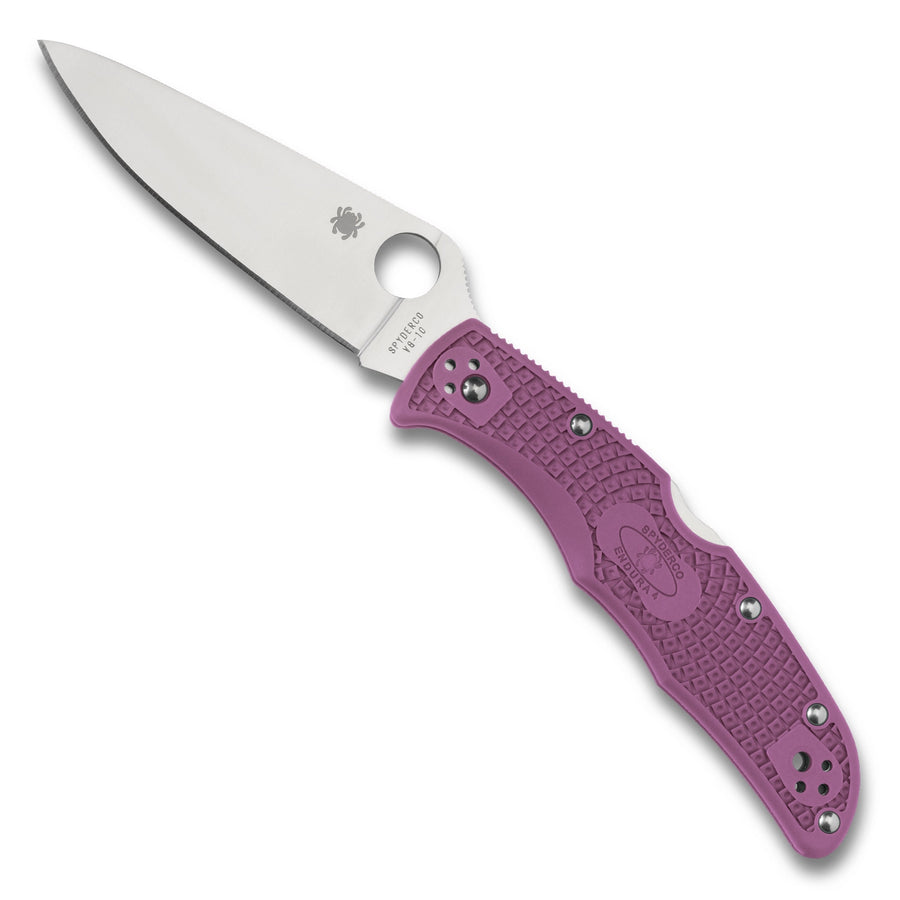 Spyderco Endura 4 Lightweight FRN VG10 Satin Folding Knife Purple / Plain Edge, open view