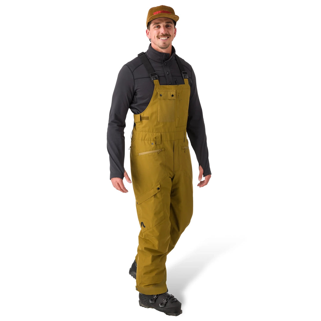 Flylow Gear Snowman Insulated Bib Apparel for skiing, outdoors waterproof insulated breathable, front view
