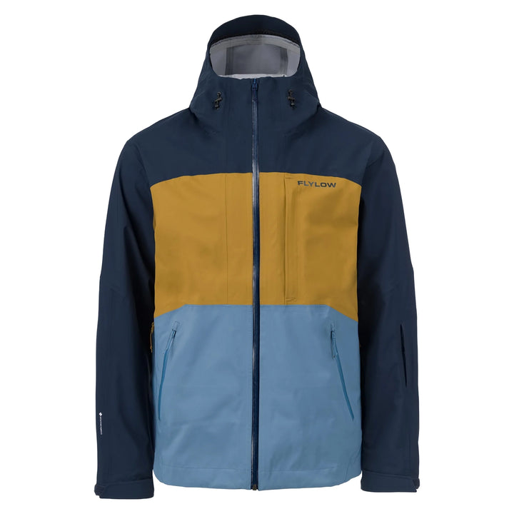 Flylow Gear Malone Jacket for skiing, biking, backcountry, hiking, outdoors recycled breathable Abyss/Rye/Ocean
