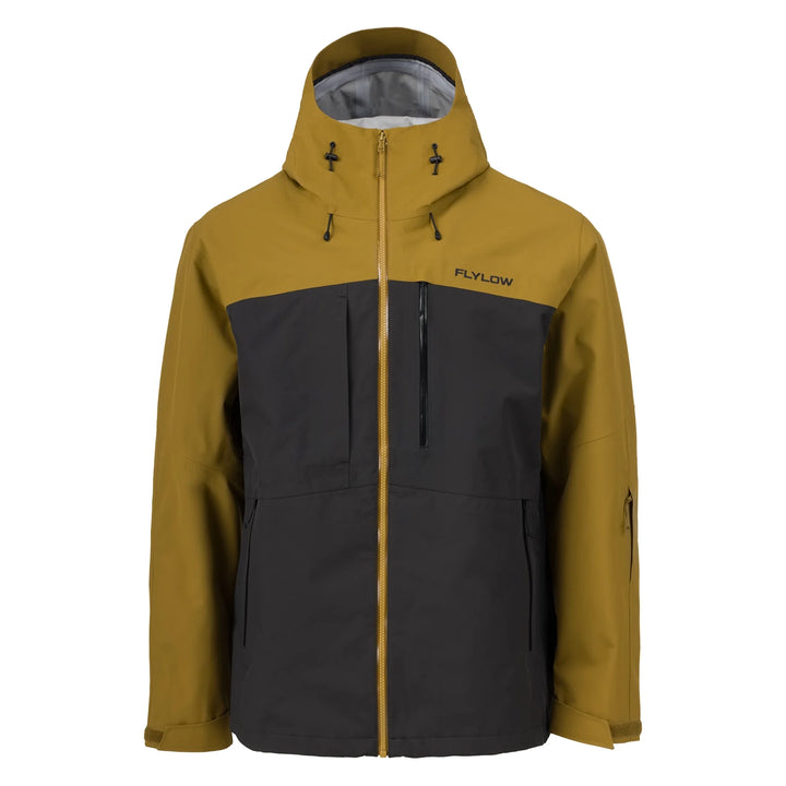 Flylow Gear Men's Quantum Pro Jacket for skiing, backcountry, hiking, outdoors, travel waterproof breathable Black/Rye Medium