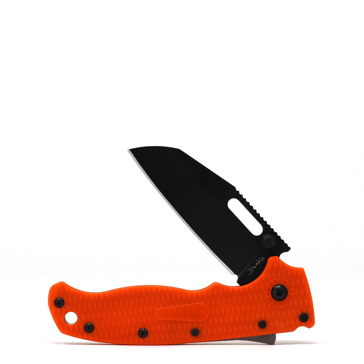 Demko AD 20.5 Shark Lock, Black DLC Blade, Orange Scales