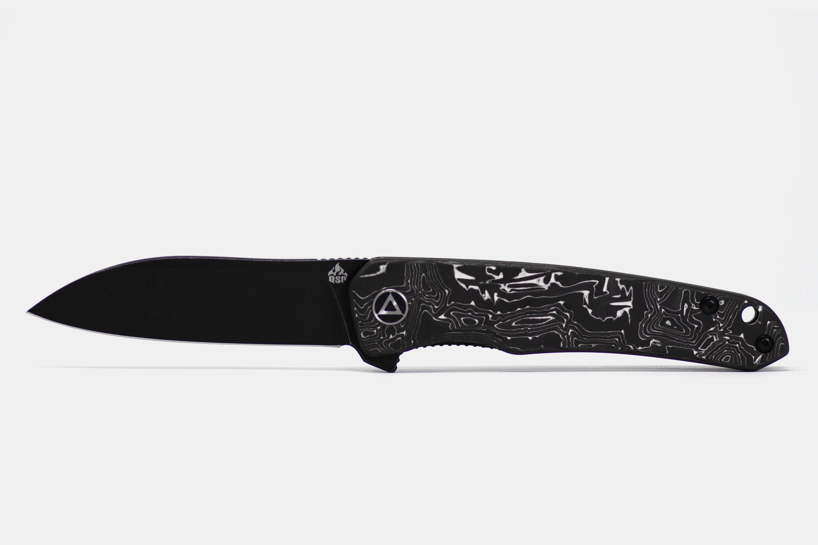 QSP Otter Folding Knife with S35VN Steel Black Stonewashed Blade QS140-A2 Ceramic Bearings EDC Pocket Knife Aluminum Foil Carbon Fiber