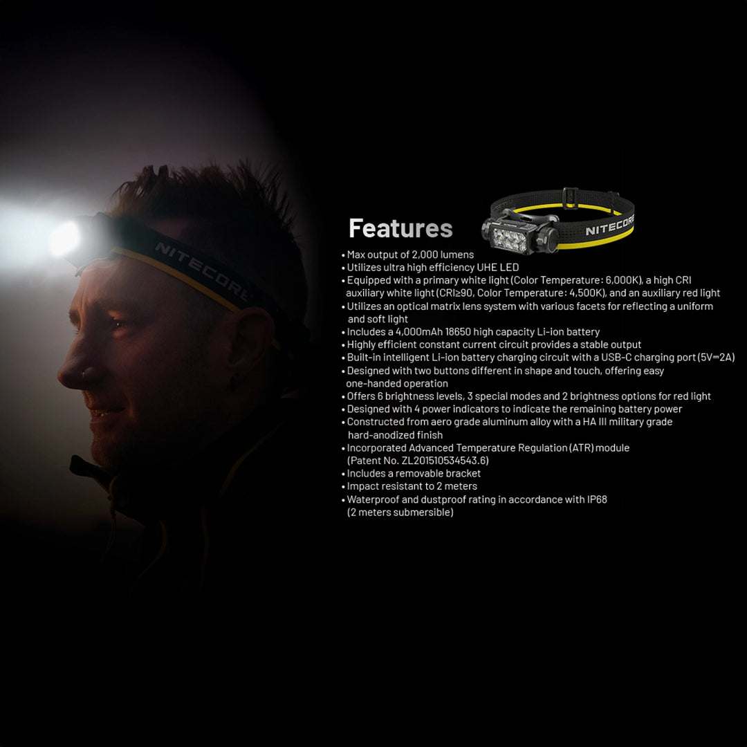 Nitecore HC65 UHE 2000 Lumen Rechargeable Headlamp
