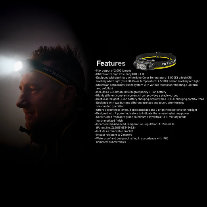 Nitecore HC65 UHE 2000 Lumen Rechargeable Headlamp