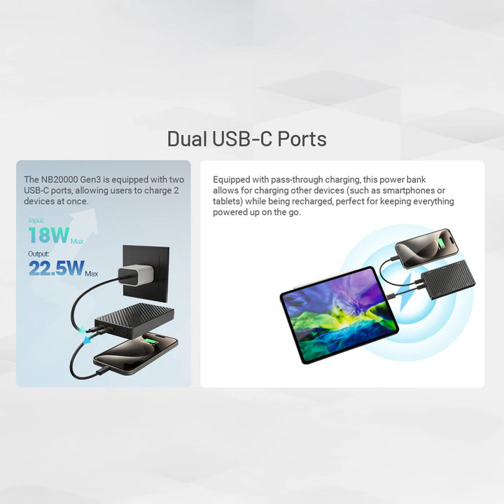 Nitecore NB20000 Gen 3 Dual USB-C Carbon Fiber Power Bank