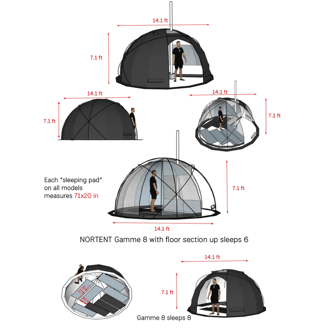 Nortent Gamme 8 Person Polycotton 4-Season Dome Tent