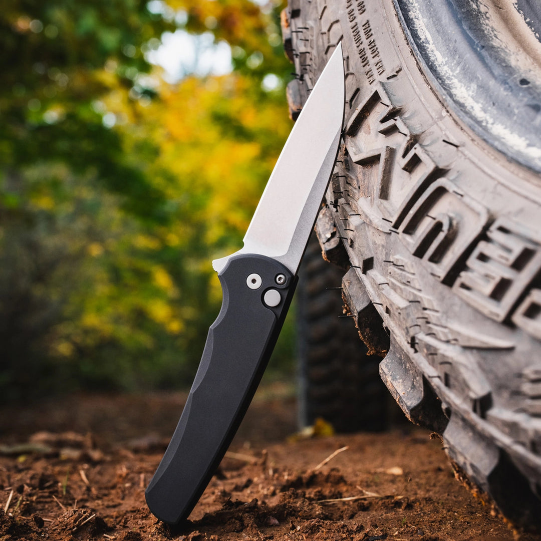 Pro-Tech Malibu Button Lock, Magnacut Blade — Magnacut Black Folding Knife