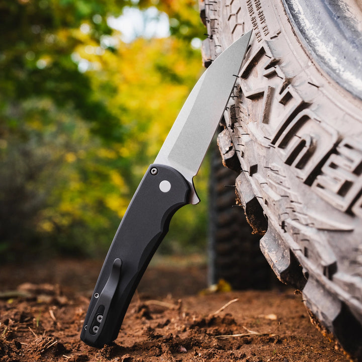 Pro-Tech Malibu Button Lock, Magnacut Blade — Magnacut Black Folding Knife