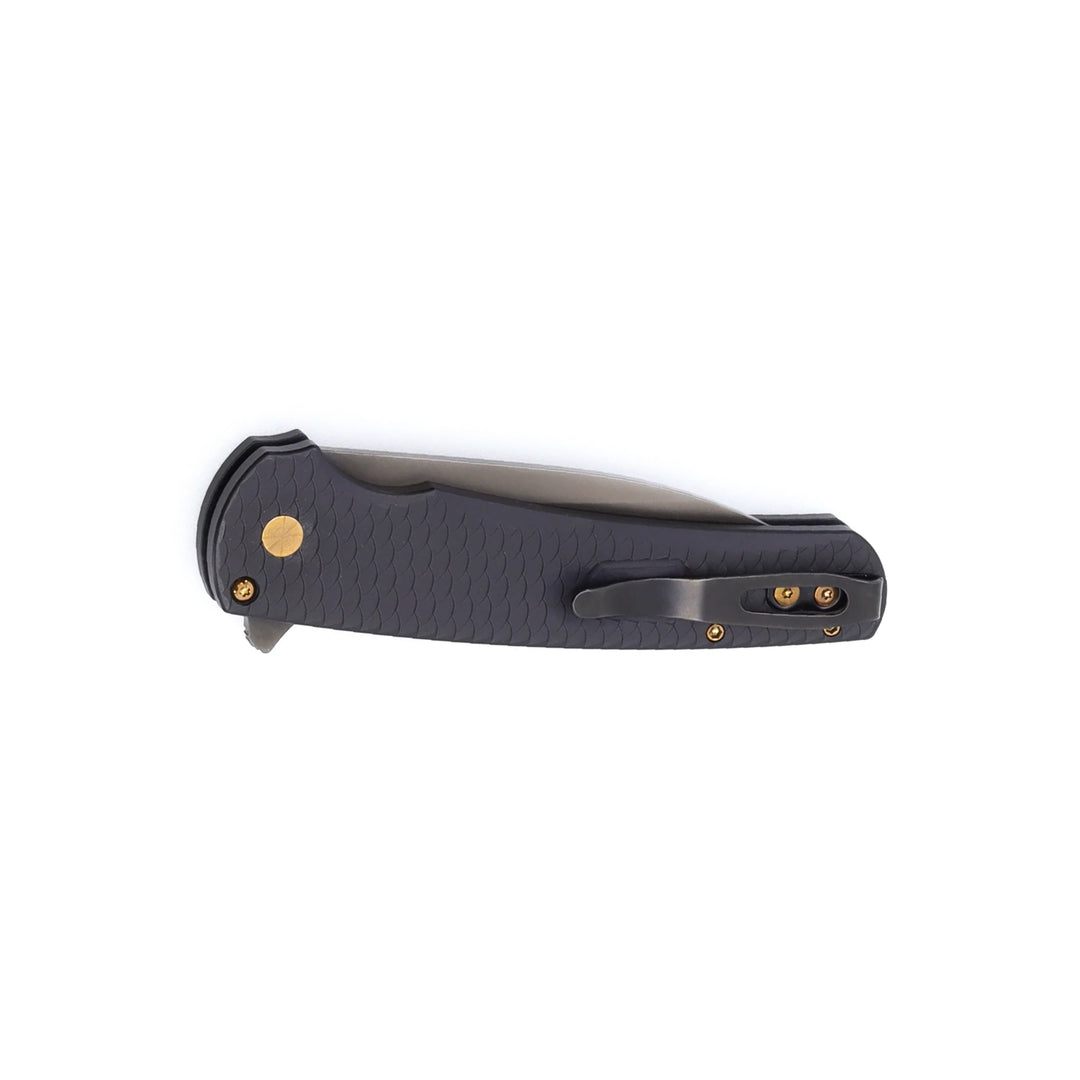 Pro-Tech Malibu Flipper Dragon Scale w Rose Gold Hardware 5336-LTD SG RGH — Magnacut Smoky Grey Folding Knife, pocket clip