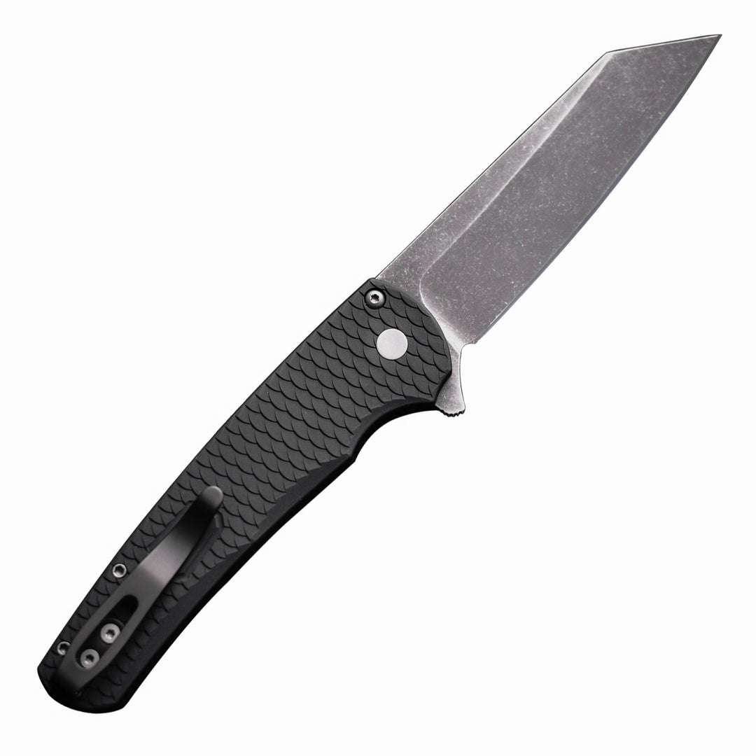 Pro-Tech Malibu Black Dragon Scale 5435 — Magnacut Stonewash Folding Knife, back view