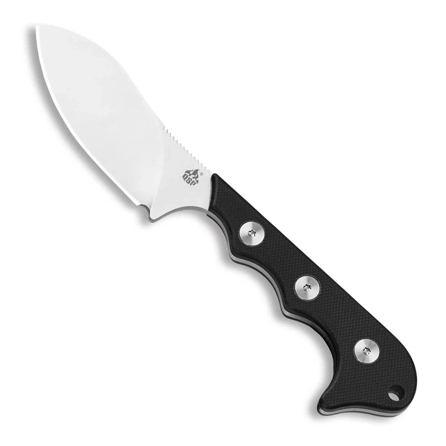 QSP Knife Neckmuk Neck Fixed Blade with Kydex Sheath D2 Satin Fixed Blade Knife Arthur Brehm G10 Micarta Black G10