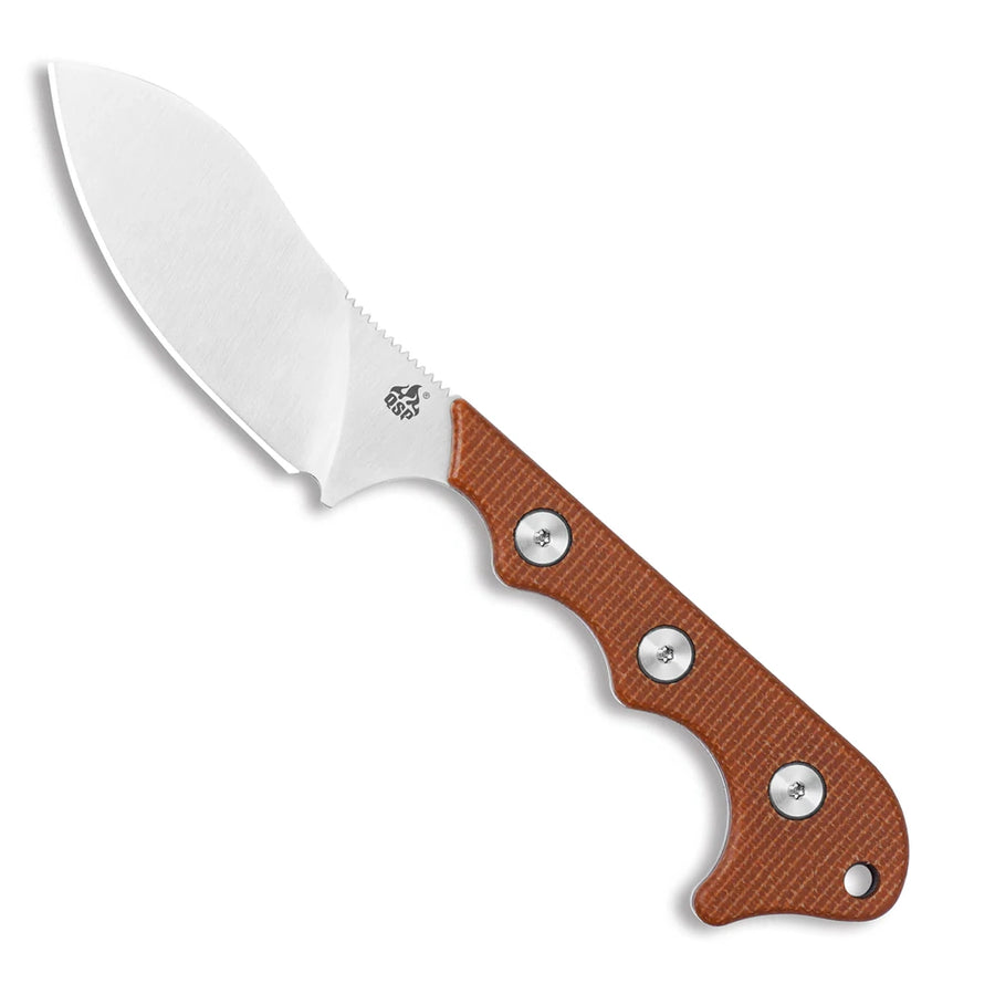 QSP Knife Neckmuk Neck Fixed Blade with Kydex Sheath D2 Satin Fixed Blade Knife Arthur Brehm G10 Micarta Brown Micarta