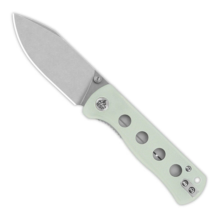 QSP Canary Folder Liner Lock Pocket Knife Sandvik 14C28N Stonewashed or Black Folding Knife Stonewashed / Jade G10