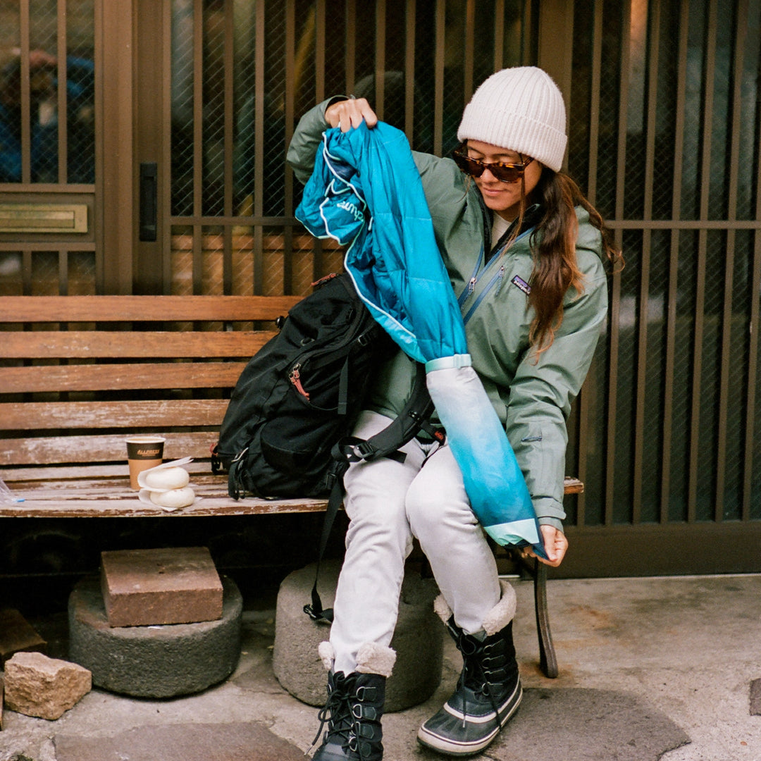 Rumpl Travel Puffy Blanket Burning Blue Fade