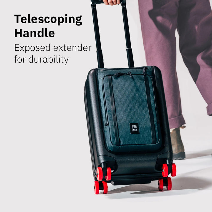 Topo Designs Global Pro Travel Roller with exposed telescoping handle extended