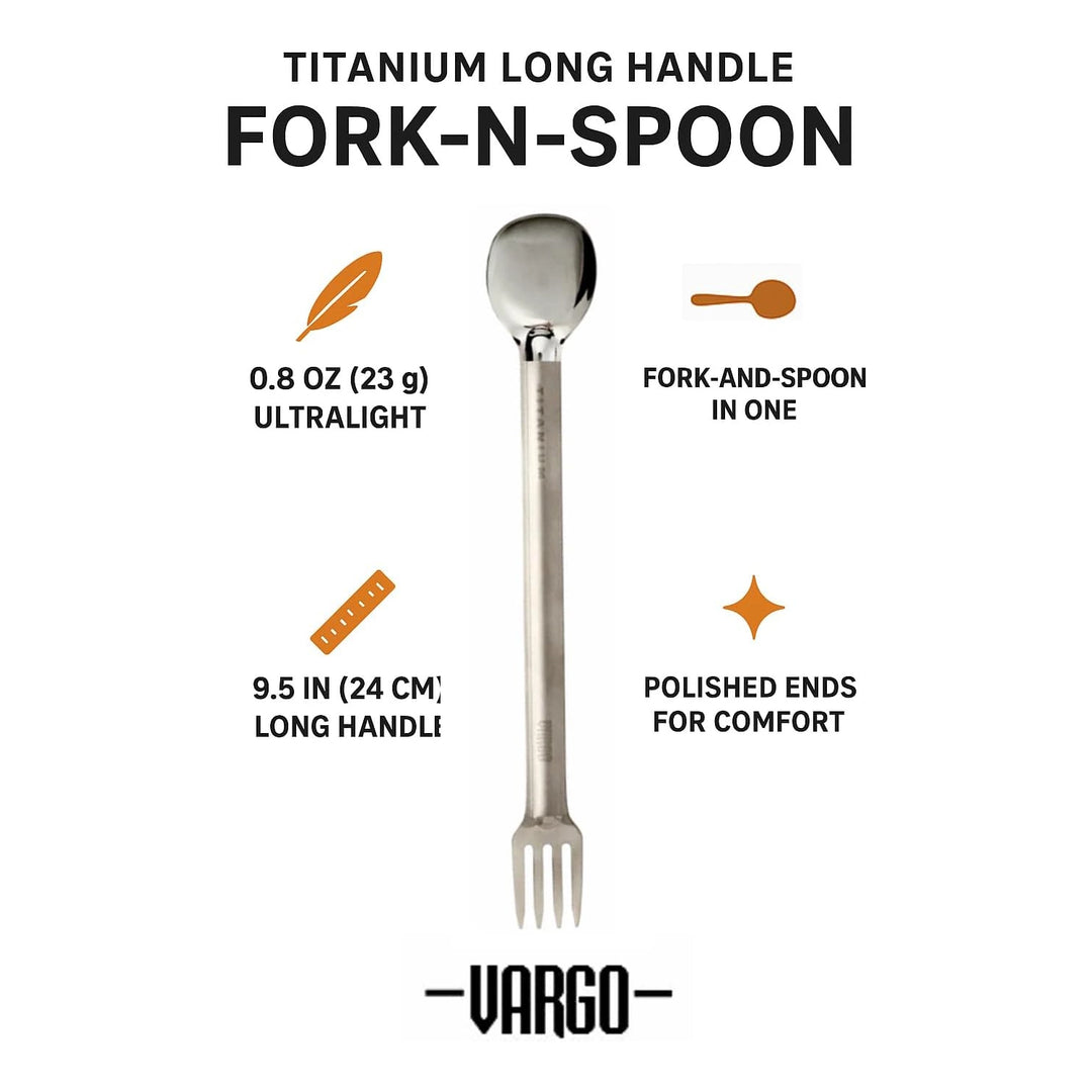 Vargo Titanium Long Handle Fork-N-Spoon Utensil Ultralight