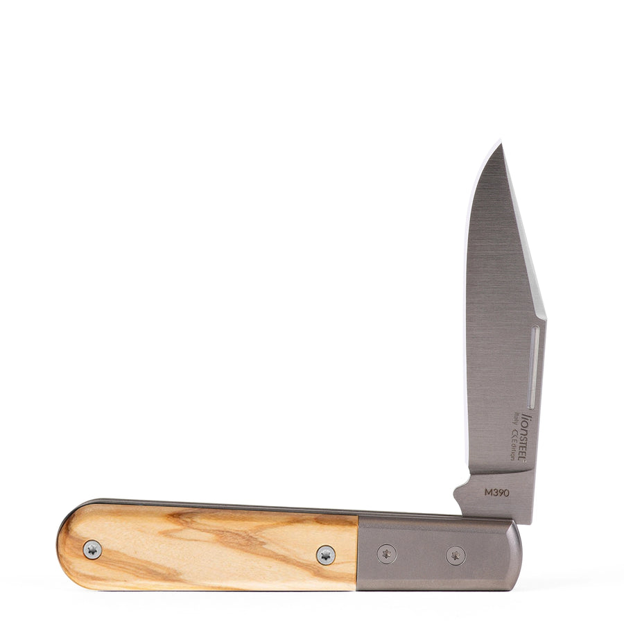 LionSTEEL Barlow - Traditional Gentlemen's Folding Pocket Knife Bohler M390 Satin Slipjoint Knife Carbon Fiber Clip Point