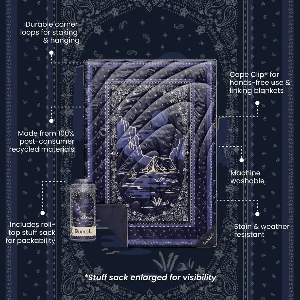 Rumpl Original Puffy Blanket 1P Midnight Mesa Bandana