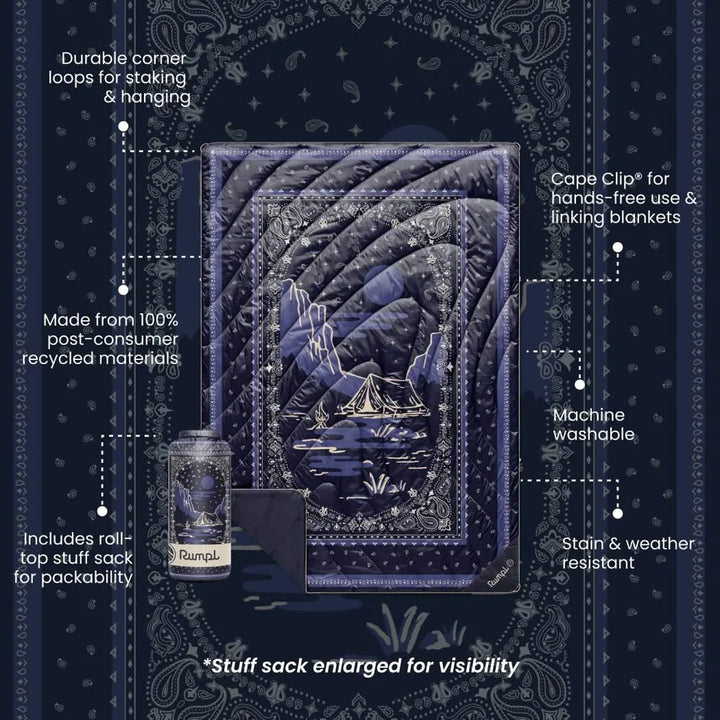 Rumpl Original Puffy Blanket 1P Midnight Mesa Bandana