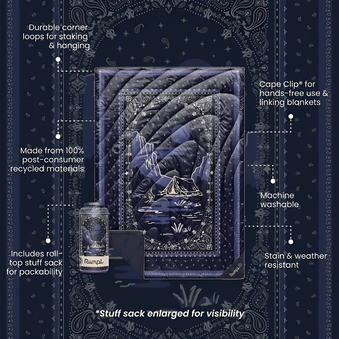 Rumpl Original Puffy Blanket 1P Midnight Mesa Bandana