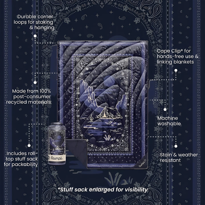 Rumpl Original Puffy Blanket 1P Midnight Mesa Bandana